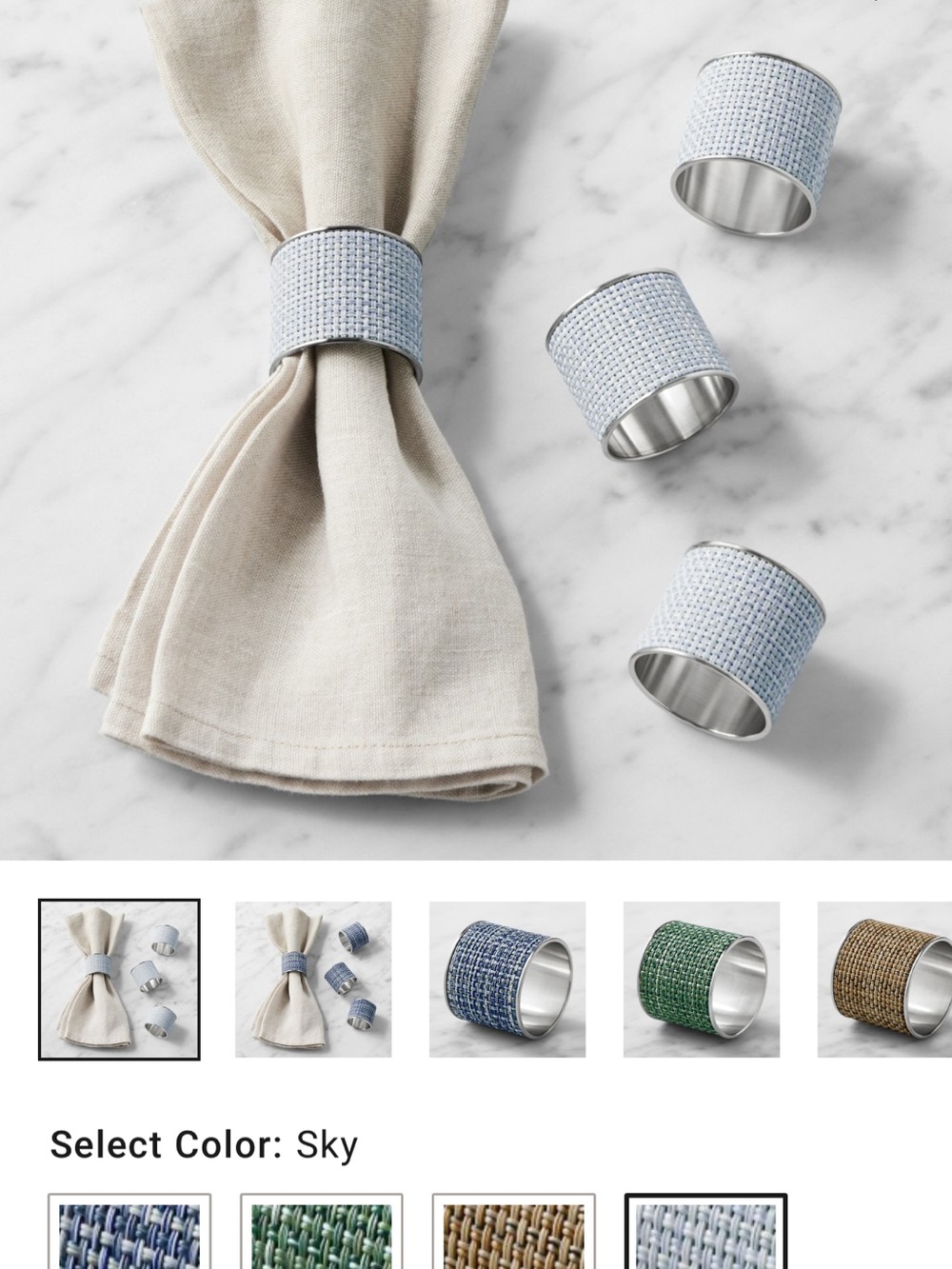 NEW Williams Sonoma Chilewich Sky Blue Woven Napkin Rings